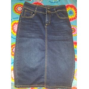 Below knee jean skirt